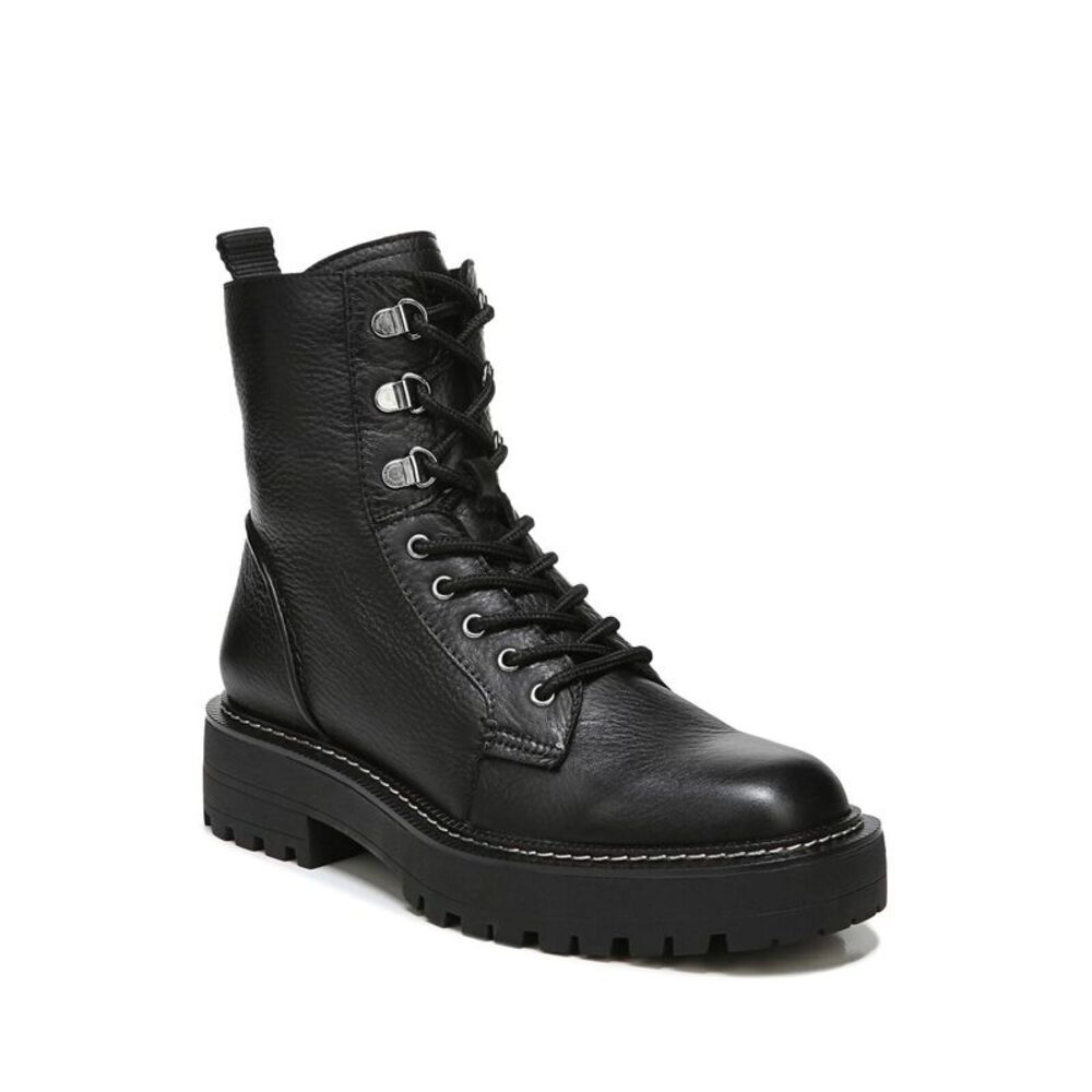 NWT SAM EDELMAN Womens Black 1" Platform Lue Leather Combat Boots 8 M